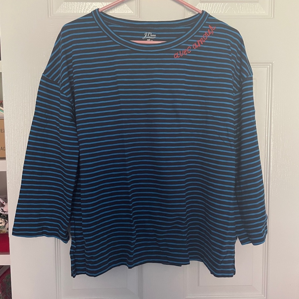 J. Crew Blue Striped Women's Top - Picture 3 of 5